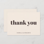 Bold Typography Cream Brown Custom Wedding Flat Dankeskarte (Vorne/Hinten)