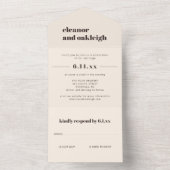 Bold Typography Cream Brown Modern Wedding All In One Einladung (Innen Boden)