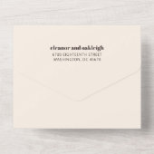 Bold Typography Cream Brown Modern Wedding All In One Einladung (Rückseite)
