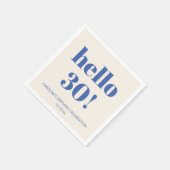 Bold Typography Ivory Blue Modern 30th Birthday  Serviette (Ecke)