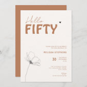 Bold Typography Ivory Brown Elegant 50th Birthday Einladung (Vorne/Hinten)