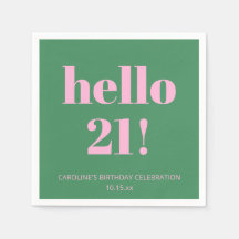 Bold Typography Pink Green Modern 21st Birthday 