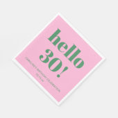 Bold Typography Pink Green Modern 30th Birthday  Serviette (Ecke)