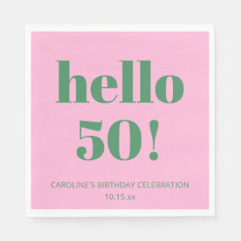 Bold Typography Pink Green Modern 50th Birthday  Serviette