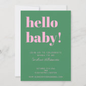 Bold Typography Pink Green Modern Baby Shower Einladung (Vorderseite)