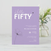 Bold Typography Purple White Elegant 50th Birthday Einladung (Stehend Vorderseite)
