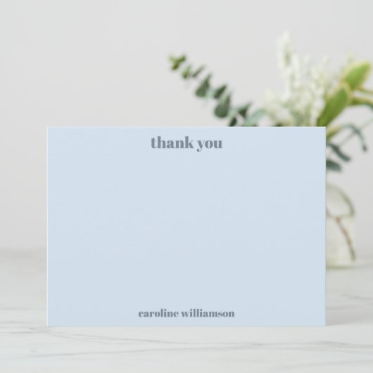 Bold Typography Soft Blue Modern Birthday Name Dankeskarte (Stehend Vorderseite)