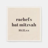 Bold Typography Warm Brown Custom Cute Bat Mitzvah Serviette (Vorderseite)