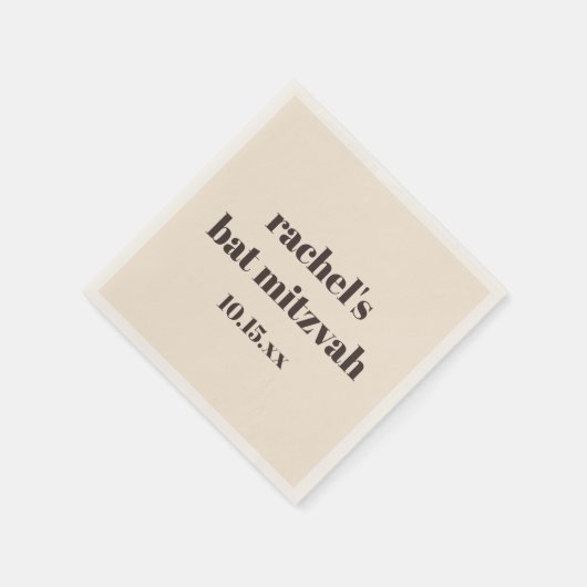 Bold Typography Warm Brown Custom Cute Bat Mitzvah Serviette (Ecke)
