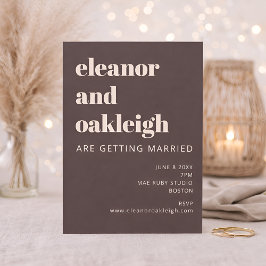Bold Typography Warm Brown Modern Wedding Einladung