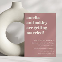 Bold Typography Warm Rose Retro Muted Wedding