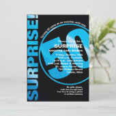 Bold Überraschung Geburtstagseinladung - Blau 50. Einladung (Stehend Vorderseite)