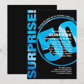 Bold Überraschung Geburtstagseinladung - Blau 50. Einladung (Vorne/Hinten)