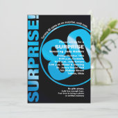 Bold Überraschung Geburtstagseinladung - Blau 80. Einladung (Stehend Vorderseite)