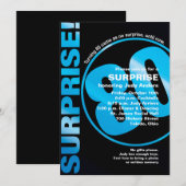 Bold Überraschung Geburtstagseinladung - Blau 80. Einladung (Vorne/Hinten)