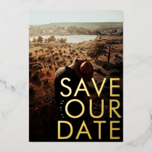 BOLD Ultra Moderner Gold-Foto Save Our Date Folieneinladung
