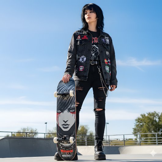 Bold Urban Emo Girl Cyber 2K Gothic Skateboard