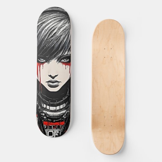 Bold Urban Emo Girl Cyber 2K Gothic Skateboard (Vorderseite)
