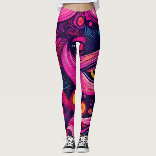 Bold, Urban, Street Chic Abstrakt Graffiti Leggings (Vorderseite)
