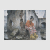 Bold Urban Woman Red White Stripes Decoupage Seidenpapier (Vorderseite)