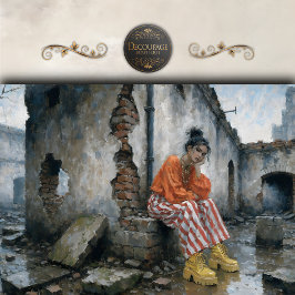 Bold Urban Woman Red White Stripes Decoupage Seidenpapier