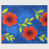 Bold Vermilion Red Florals with Elegant Leaves Geschenkpapier (Flach)