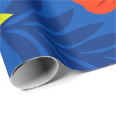 Bold Vermilion Red Florals with Elegant Leaves Geschenkpapier (Rolleneckpunkt)