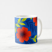 Bold Vermilion Red Florals with Elegant Leaves Kaffeetasse (VorderseiteRechts)