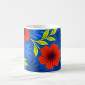 Bold Vermilion Red Florals with Elegant Leaves Kaffeetasse (Mittel)