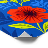 Bold Vermilion Red Florals with Elegant Leaves Poster (Ecke)