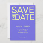 Bold Vibranding Blue & Yellow Typografy Wedding Save The Date (Vorderseite)