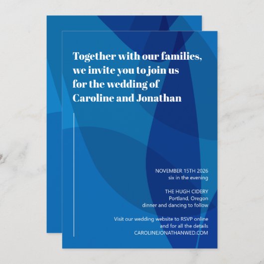 Bold Vibranding Künstlerisch Blue Abstrakt Modern  Einladung (Vorne/Hinten)