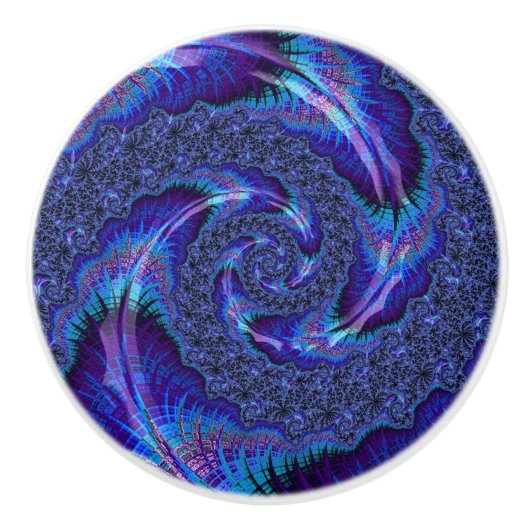 Bold Vibranding Psychedelic Spiraling Fraktal Art Keramikknauf (Vorderseite)