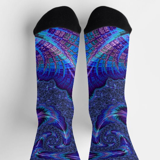 Bold Vibranding Psychedelic Spiraling Fraktal Art Socken (Oben)