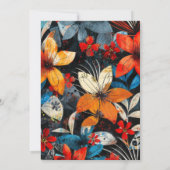 Bold Vibrant Orange Teal Red Flowers Einladung (Rückseite)