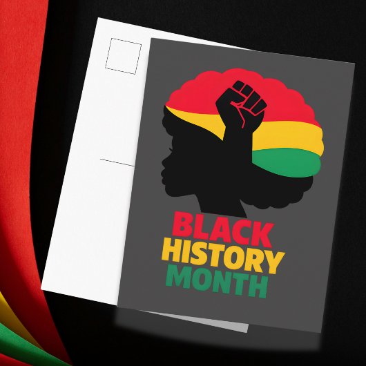 Bold Vibrant Pan African Silhouette Afro Woman  Postkarte