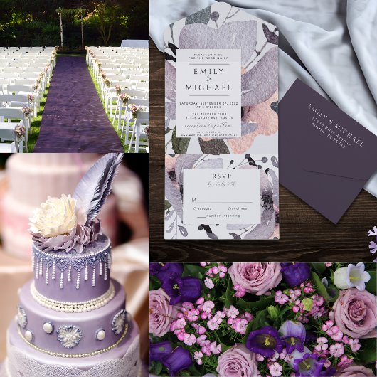 Bold Violet Plum Mauve Floral Abstrakt Dankeskarte