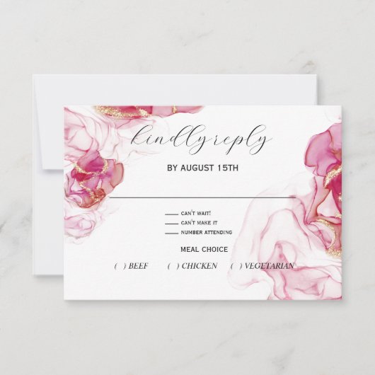 Bold Viva Magenta Crimson RSVP Card (Vorderseite)