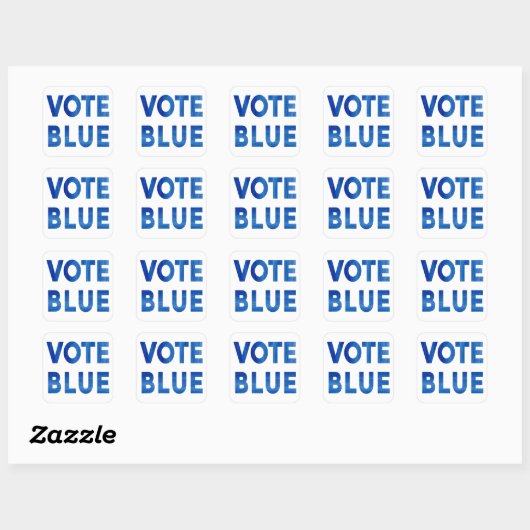 Bold Vote Blue Aquarelltext politisch Quadratischer Aufkleber (Blatt)