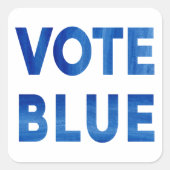 Bold Vote Blue Aquarelltext politisch Quadratischer Aufkleber (Vorderseite)