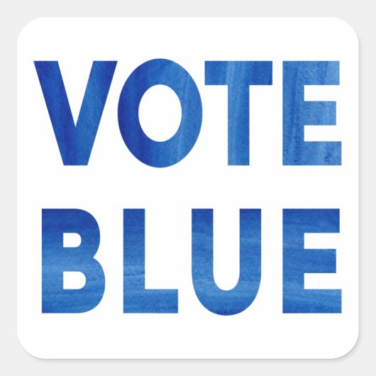 Bold Vote Blue Aquarelltext politisch Quadratischer Aufkleber (Vorderseite)
