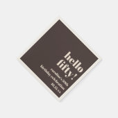 Bold Warm Brown Cute Modern Custom 50th Birthday Serviette (Ecke)