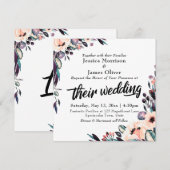 Bold Watercolor Florals und Script "Ihre Hochzeit" Einladung (Vorne/Hinten)