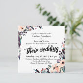 Bold Watercolor Florals und Script "Ihre Hochzeit" Einladung (Stehend Vorderseite)