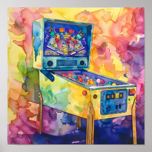 Bold Watercolor Pop Art Pinball Poster #12
