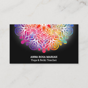 *~* Bold Watercolor Rainbow Mandala Spirituell Visitenkarte