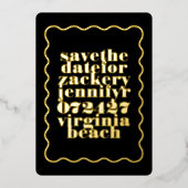 Bold Wavy Frame Black Gold QR Code Foto Folieneinladung (Vorderseite)