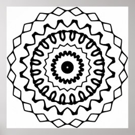 Bold Wavy Ring Mandala with Diamond Border Art Poster