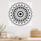 Bold Wavy Ring Mandala with Diamond Border Art Poster (Küche)