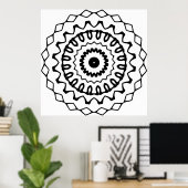 Bold Wavy Ring Mandala with Diamond Border Art Poster (Heimbüro)